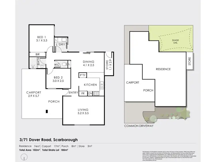 Floorplan of Homely villa listing, 3/71 Dover Road, Scarborough WA 6019