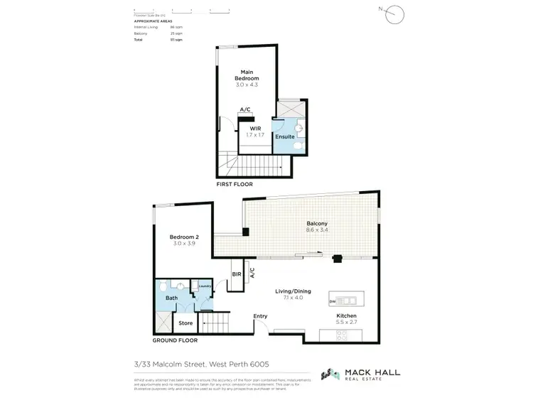 Floorplan of Homely apartment listing, 3/33 Malcolm Street, West Perth WA 6005