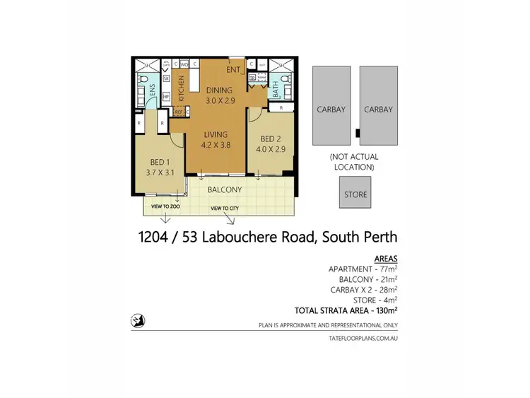 Floorplan of Homely apartment listing, 1204/53 Labouchere Road, South Perth WA 6151