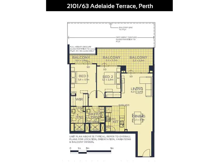 Floorplan of Homely apartment listing, 2101/63 Adelaide Terrace, East Perth WA 6004