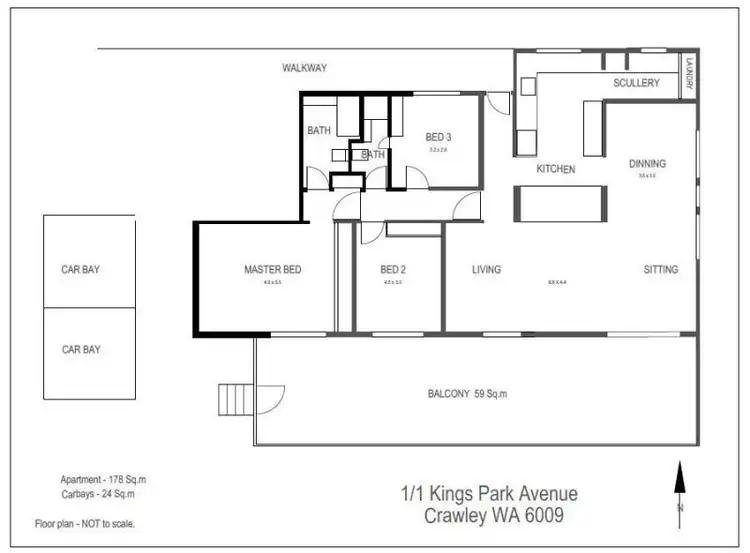 Floorplan of Homely apartment listing, 1/1 Kings Park Avenue, Crawley WA 6009