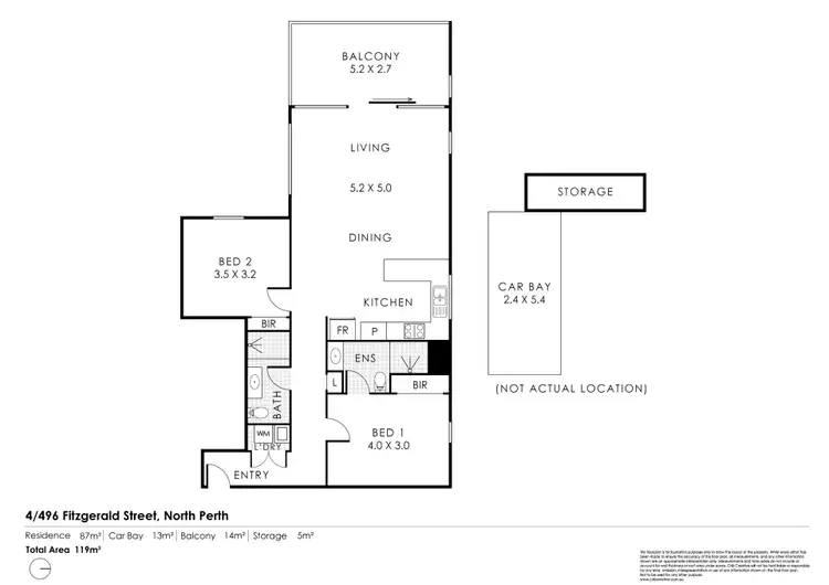 Floorplan of Homely apartment listing, 4/496 Fitzgerald Street, North Perth WA 6006