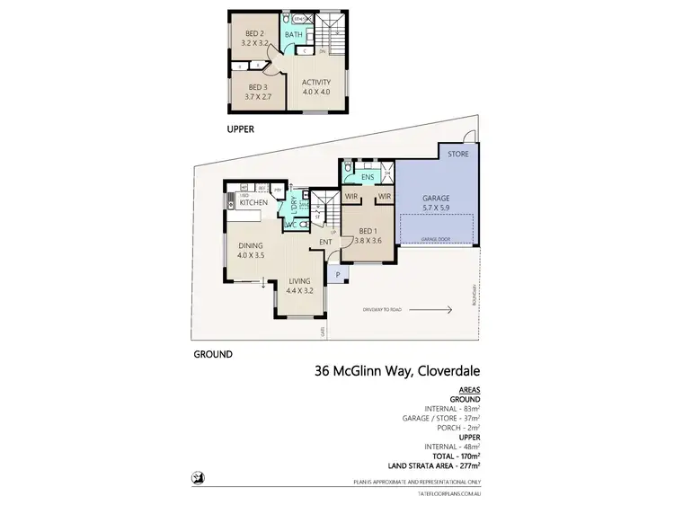 Floorplan of Homely townhouse listing, 2/36 McGlinn Way, Cloverdale WA 6105