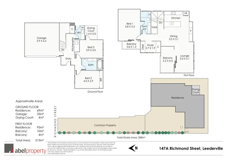 Floorplan of Homely townhouse listing, 147A Richmond Street, Leederville WA 6007