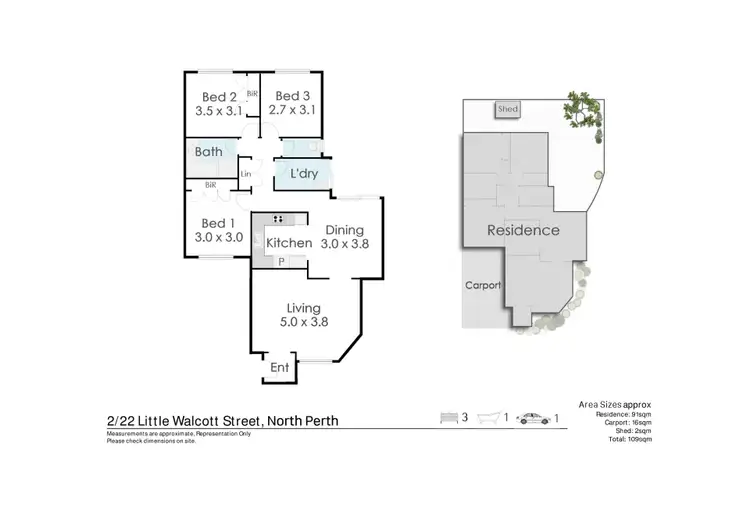 Floorplan of Homely villa listing, 2/22 Little Walcott Street, North Perth WA 6006