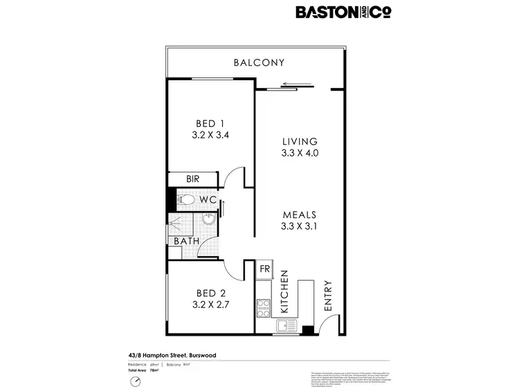Floorplan of Homely apartment listing, 43/8 Hampton Street, Burswood WA 6100