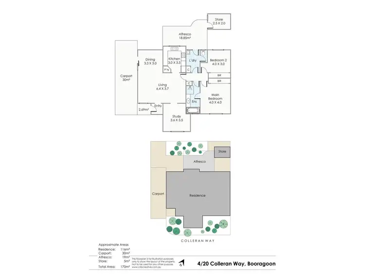 Floorplan of Homely villa listing, 4/20 Colleran Way, Booragoon WA 6154