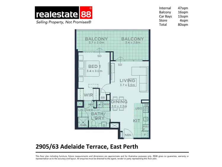 Floorplan of Homely apartment listing, 2905/63 Adelaide Terrace, East Perth WA 6004