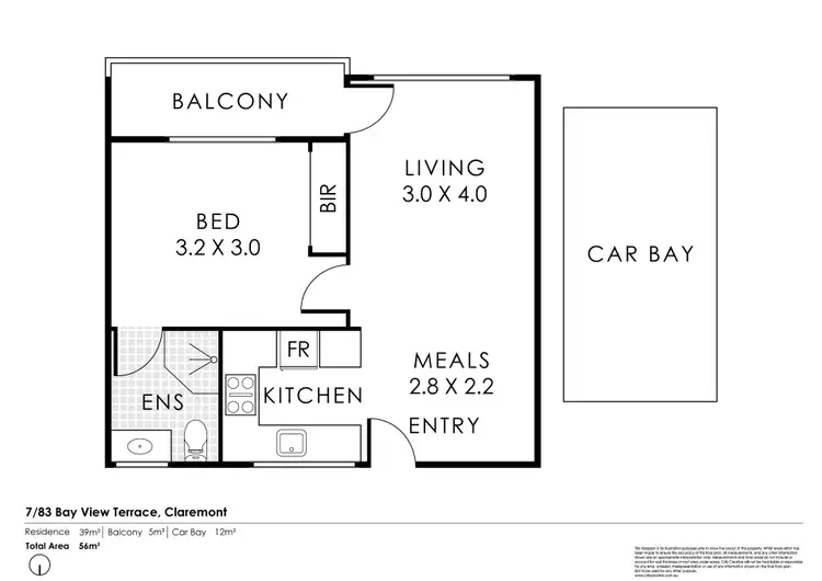 Floorplan of Homely apartment listing, 7/83 Bay View Terrace, Claremont WA 6010