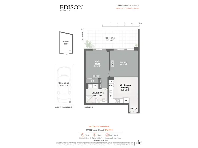 Floorplan of Homely apartment listing, 61/262 Lord Street, Perth WA 6000