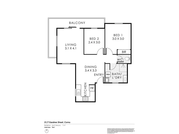 Floorplan of Homely unit listing, 31/7 Gardner Street, Como WA 6152