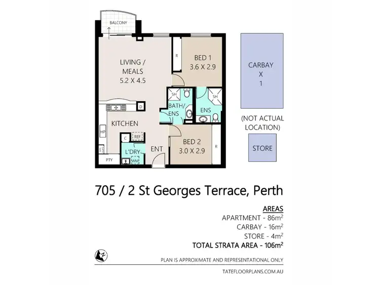 Floorplan of Homely apartment listing, 705/2 St Georges Terrace, Perth WA 6000