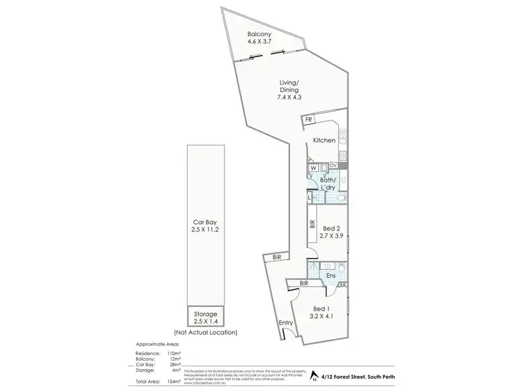 Floorplan of Homely unit listing, 4/12 Forrest Street, South Perth WA 6151