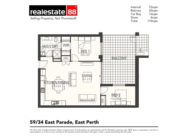Floorplan of Homely apartment listing, 59/34 East Parade, East Perth WA 6004
