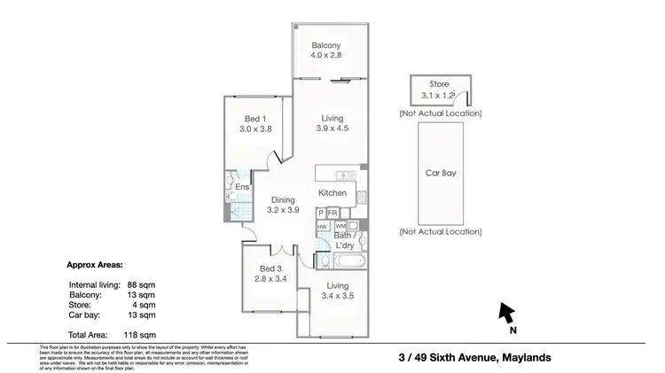 Floorplan of Homely apartment listing, 3/49 Sixth Avenue, Maylands WA 6051