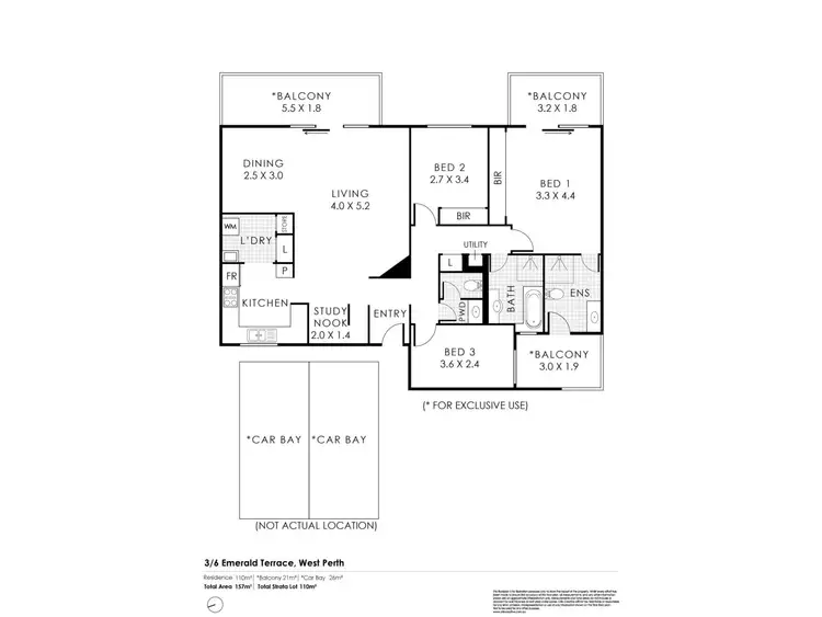 Floorplan of Homely apartment listing, 3/6 Emerald Terrace, West Perth WA 6005