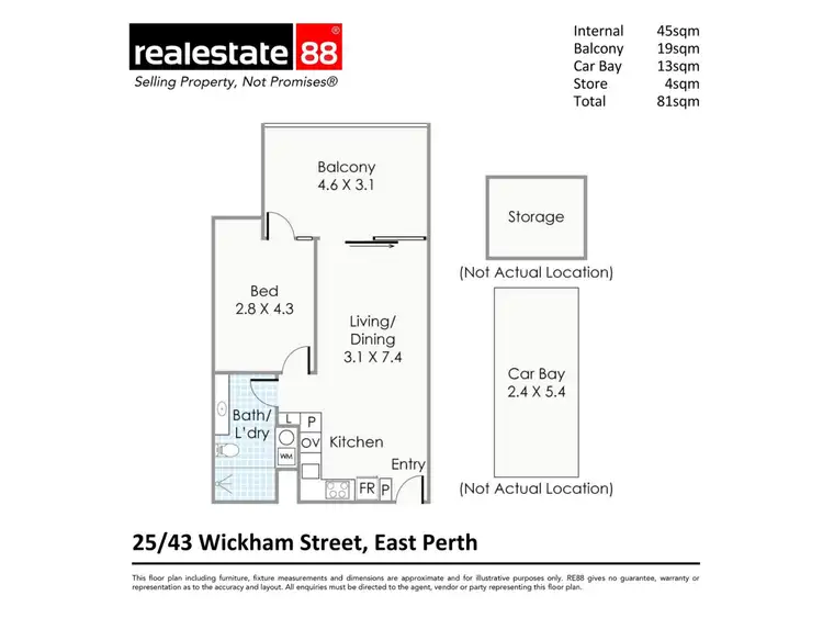 Floorplan of Homely apartment listing, 25/43 Wickham Street, East Perth WA 6004