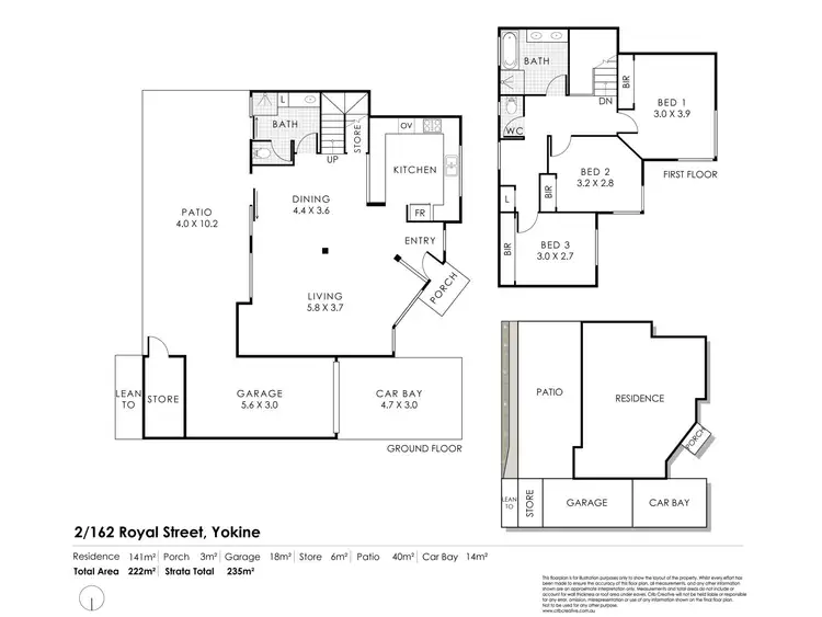 Floorplan of Homely townhouse listing, 2/162 Royal Street, Yokine WA 6060