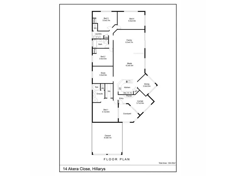 Floorplan of Homely house listing, 14 Akera Close, Hillarys WA 6025