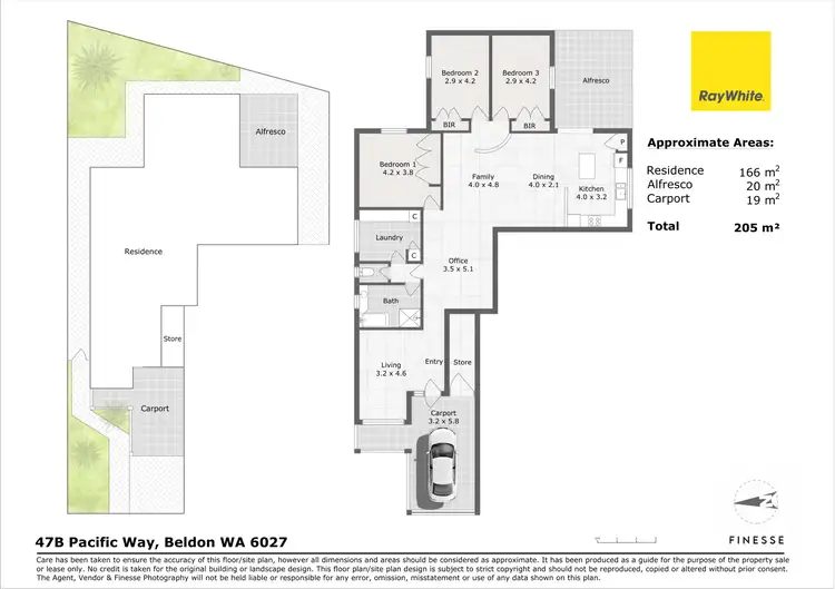 Floorplan of Homely semi-detached listing, 47B Pacific Way, Beldon WA 6027