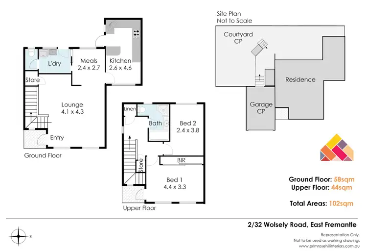 Floorplan of Homely townhouse listing, 2/32 Wolsely Road, East Fremantle WA 6158