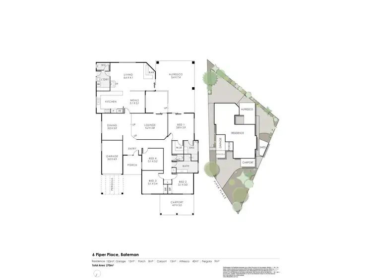 Floorplan of Homely house listing, 6 Piper Place, Bateman WA 6150