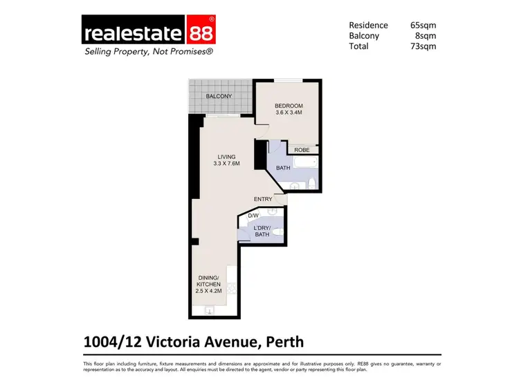 Floorplan of Homely apartment listing, 1004/12 Victoria Avenue, Perth WA 6000