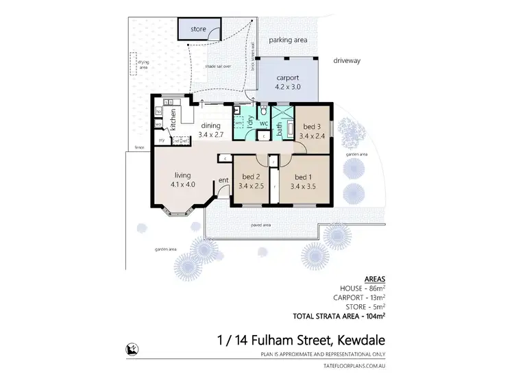 Floorplan of Homely villa listing, 1/14 Fulham Street, Kewdale WA 6105