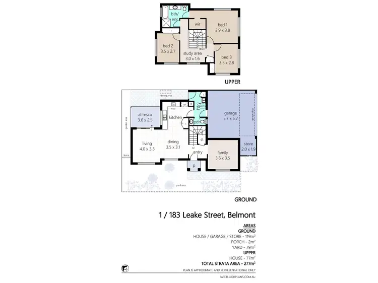 Floorplan of Homely townhouse listing, 1/183 Leake Street, Belmont WA 6104