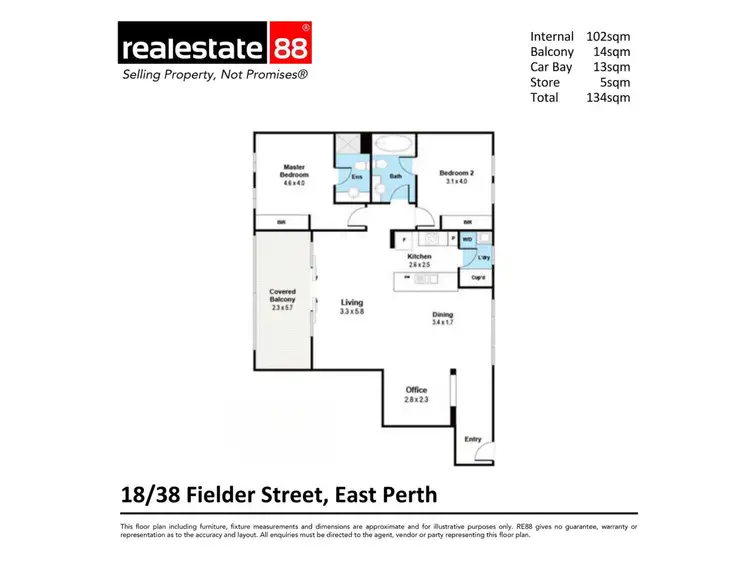 Floorplan of Homely apartment listing, 18/38 Fielder Street, East Perth WA 6004