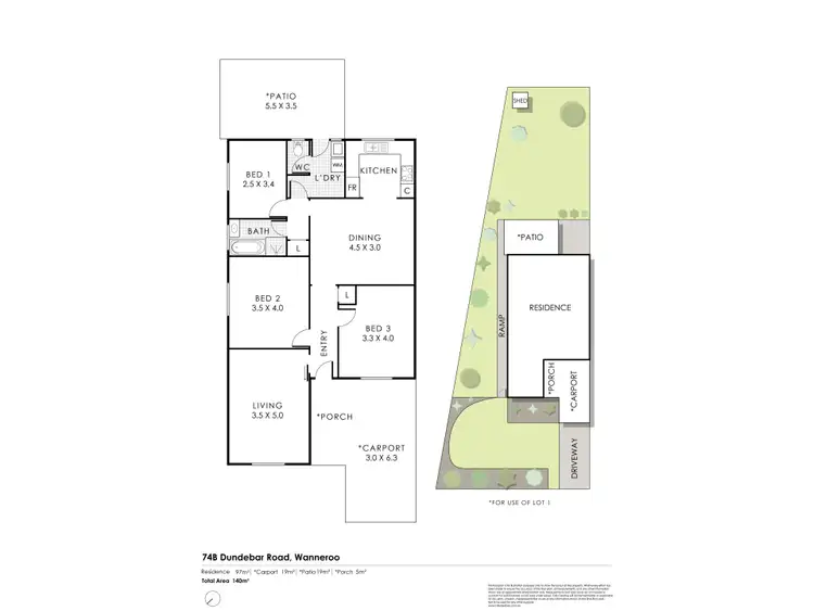 Floorplan of Homely semi-detached listing, 74B Dundebar Road, Wanneroo WA 6065