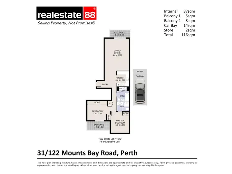 Floorplan of Homely apartment listing, 31/122 Mounts Bay Road, Perth WA 6000