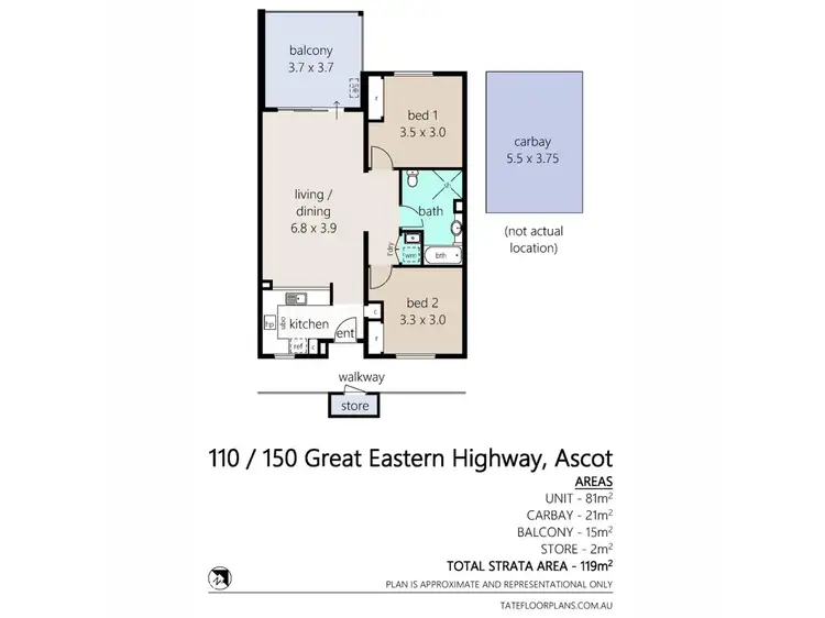 Floorplan of Homely apartment listing, 110/150 Great Eastern Highway, Ascot WA 6104