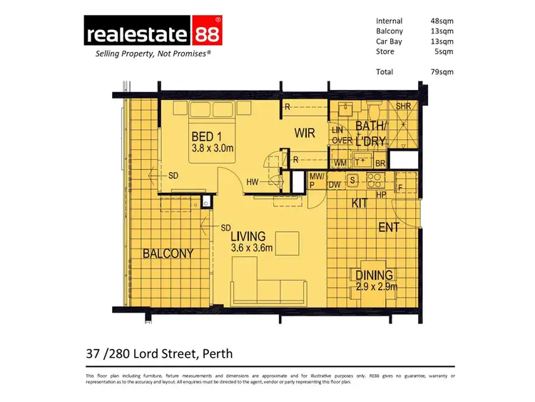 Floorplan of Homely apartment listing, 37/280 Lord Street, Perth WA 6000