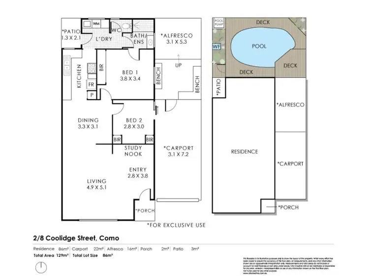 Floorplan of Homely villa listing, 2/8 Coolidge Street, Como WA 6152
