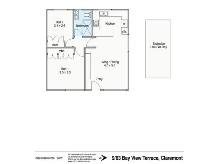 Floorplan of Homely apartment listing, 9/83 Bay View Terrace, Claremont WA 6010