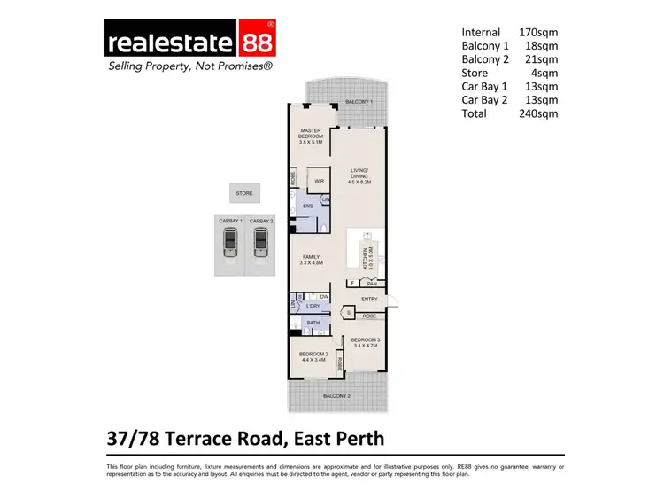 Floorplan of Homely apartment listing, 37/78 Terrace Road, East Perth WA 6004