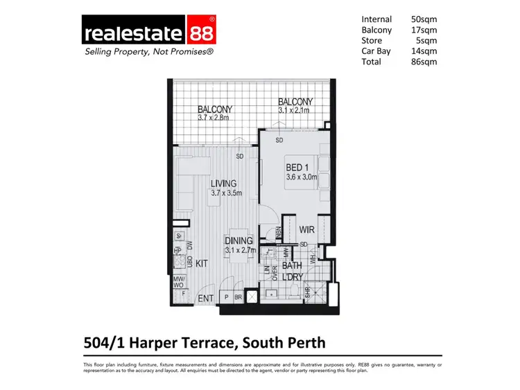 Floorplan of Homely apartment listing, 504/1 Harper Terrace, South Perth WA 6151