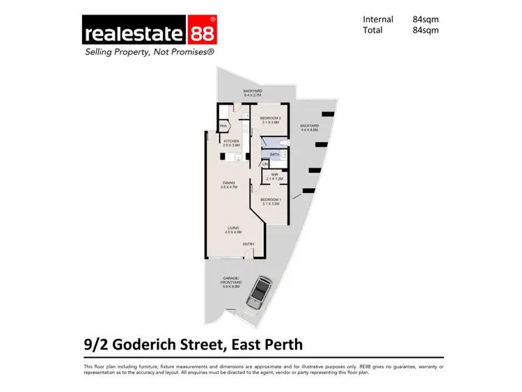 Floorplan of Homely apartment listing, 9/2 Goderich Street, East Perth WA 6004