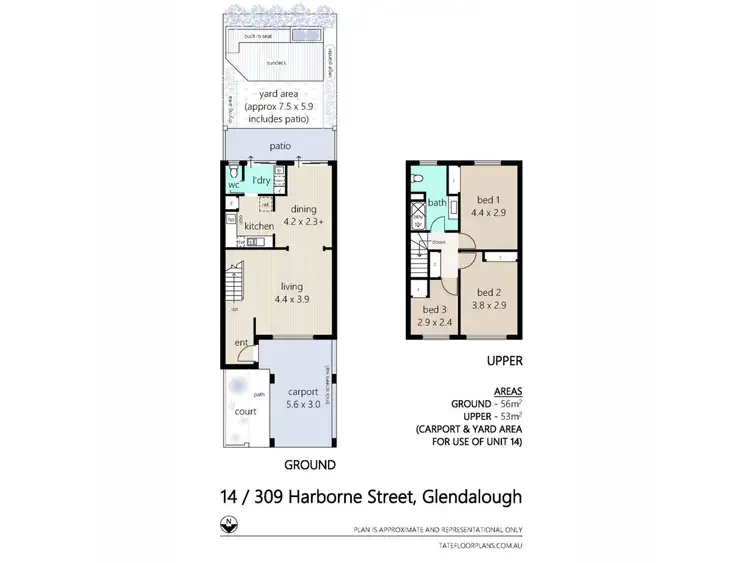 Floorplan of Homely townhouse listing, 14/309 Harborne Street, Glendalough WA 6016