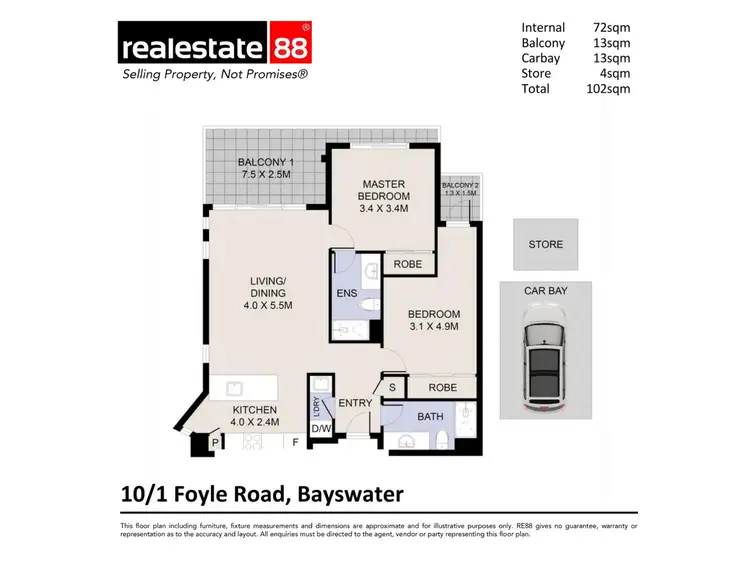 Floorplan of Homely apartment listing, 10/1 Foyle Road, Bayswater WA 6053