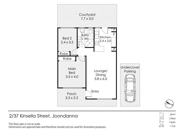 Floorplan of Homely unit listing, 2/37 Kinsella Street, Joondanna WA 6060