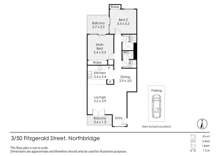 Floorplan of Homely unit listing, 3/50 Fitzgerald  Street, Northbridge WA 6003