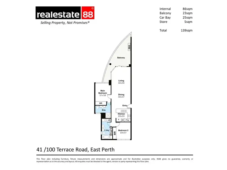Floorplan of Homely apartment listing, 41/100 Terrace Road, East Perth WA 6004