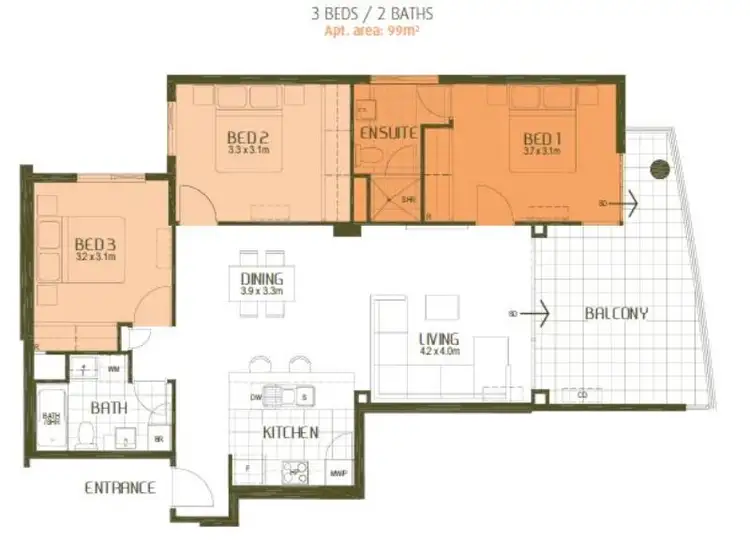 Floorplan of Homely apartment listing, 163/311 Hay Street, East Perth WA 6004