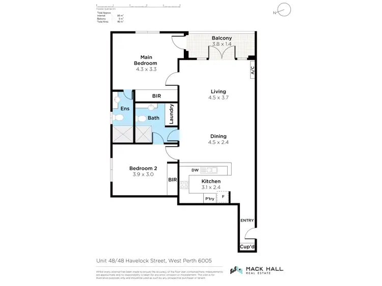 Floorplan of Homely apartment listing, 48/48 Havelock Street, West Perth WA 6005