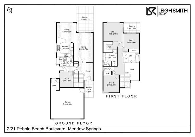 Floorplan of Homely townhouse listing, 2/21 Pebble Beach Boulevard, Meadow Springs WA 6210