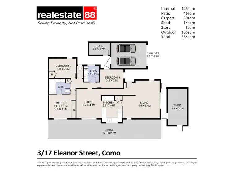 Floorplan of Homely villa listing, 3/17 Eleanor Street, Como WA 6152