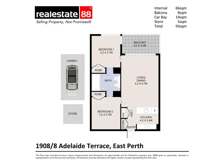 Floorplan of Homely apartment listing, 1908/8 Adelaide Terrace, East Perth WA 6004