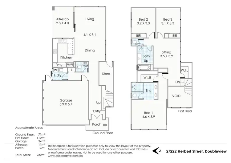 Floorplan of Homely townhouse listing, 2/222 Herbert Street, Doubleview WA 6018